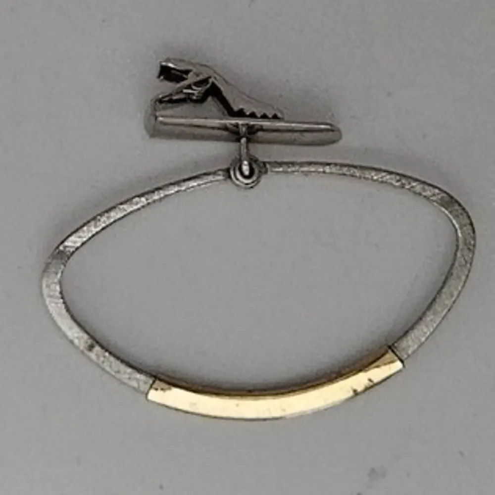 Vintage Anson Two Tone Oval Tie Clip Silver Gold Tone Modernist Men's Jewelry